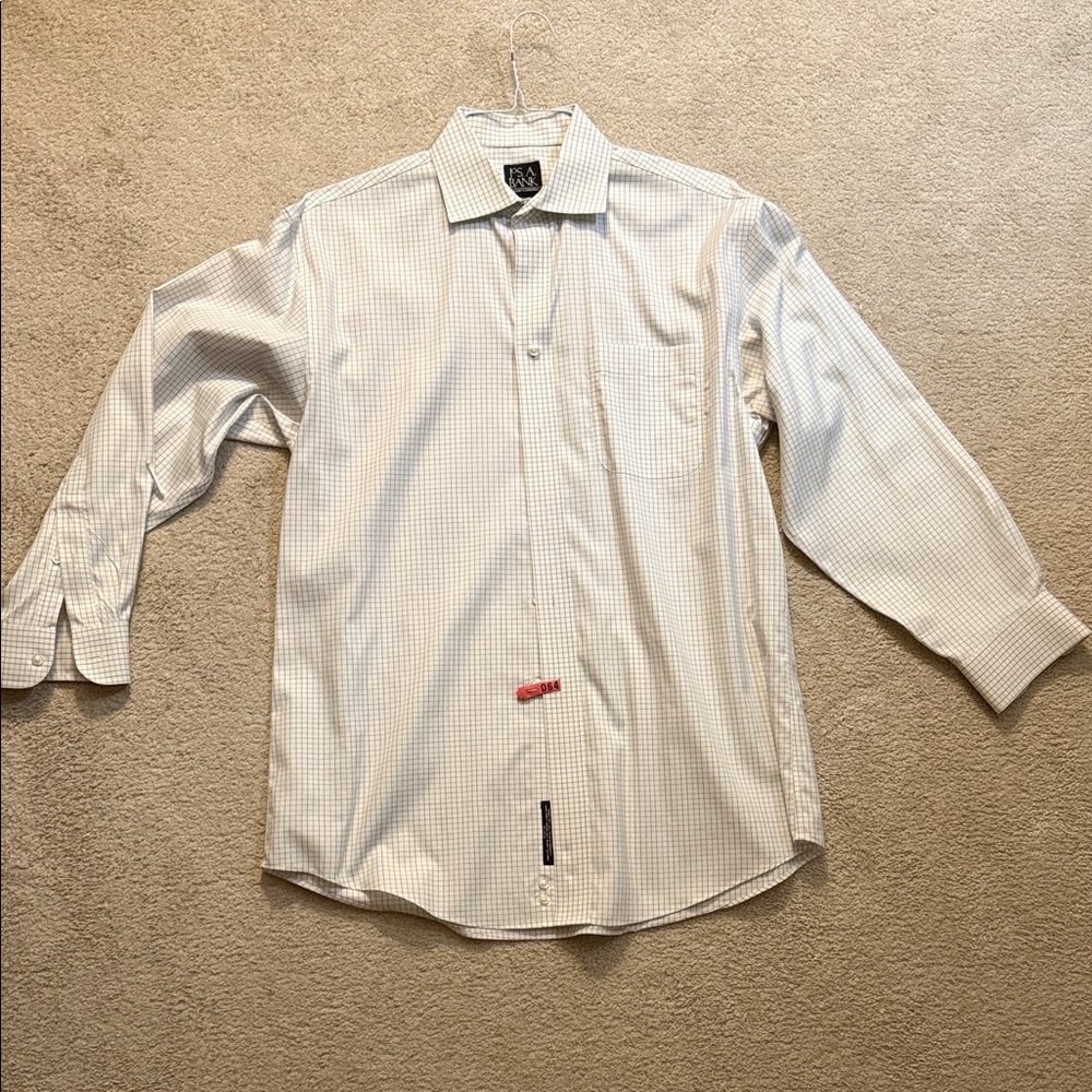 Jos. A. Bank Cream Checkered Dress Shirt